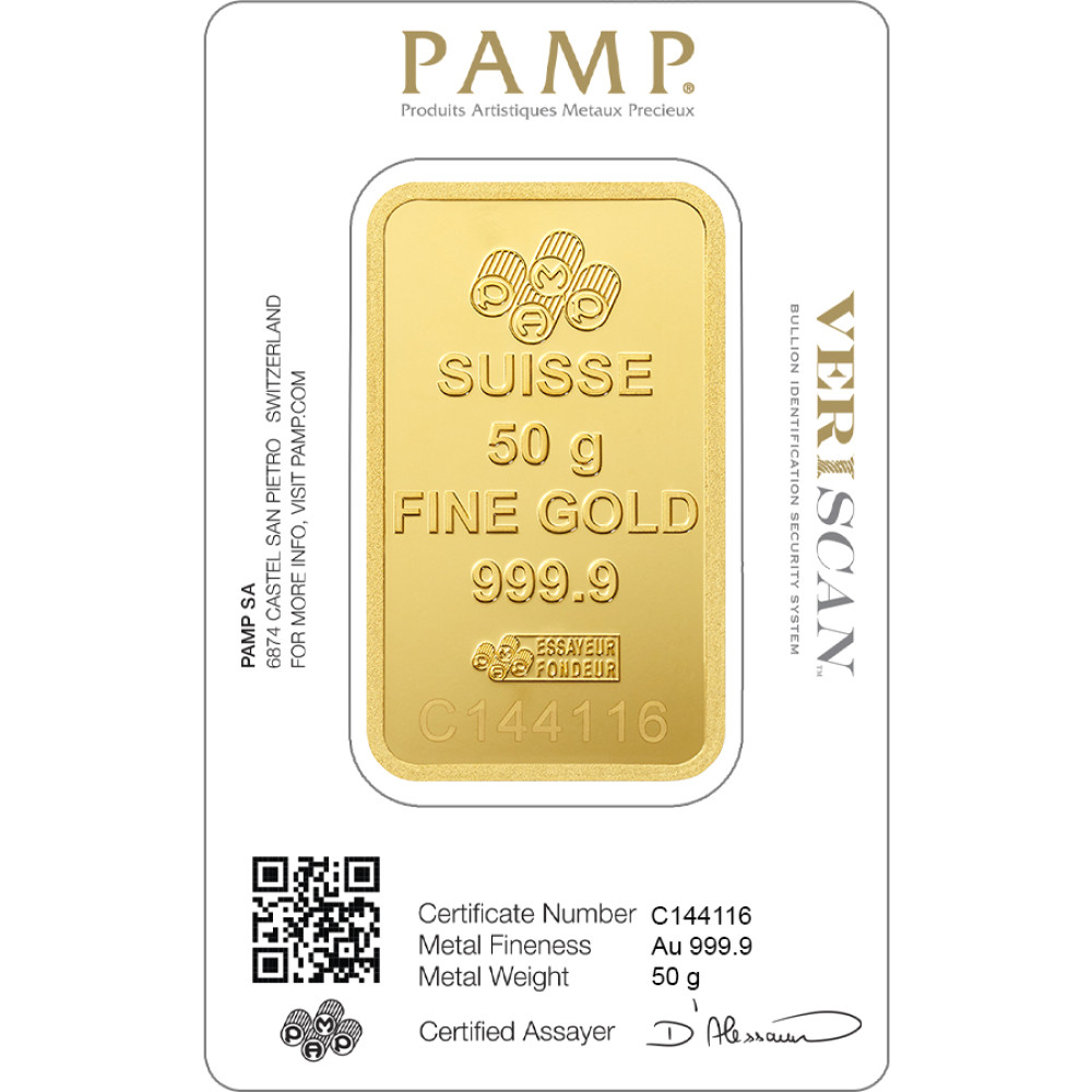 50 gram Gold Bar 999.9 - PAMP